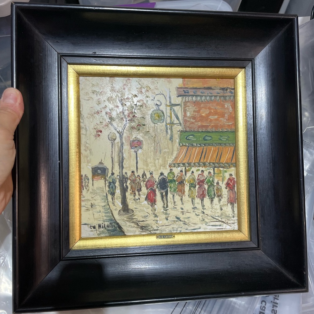 Original Charles Nicoise oil painting Framed Street Scene Art